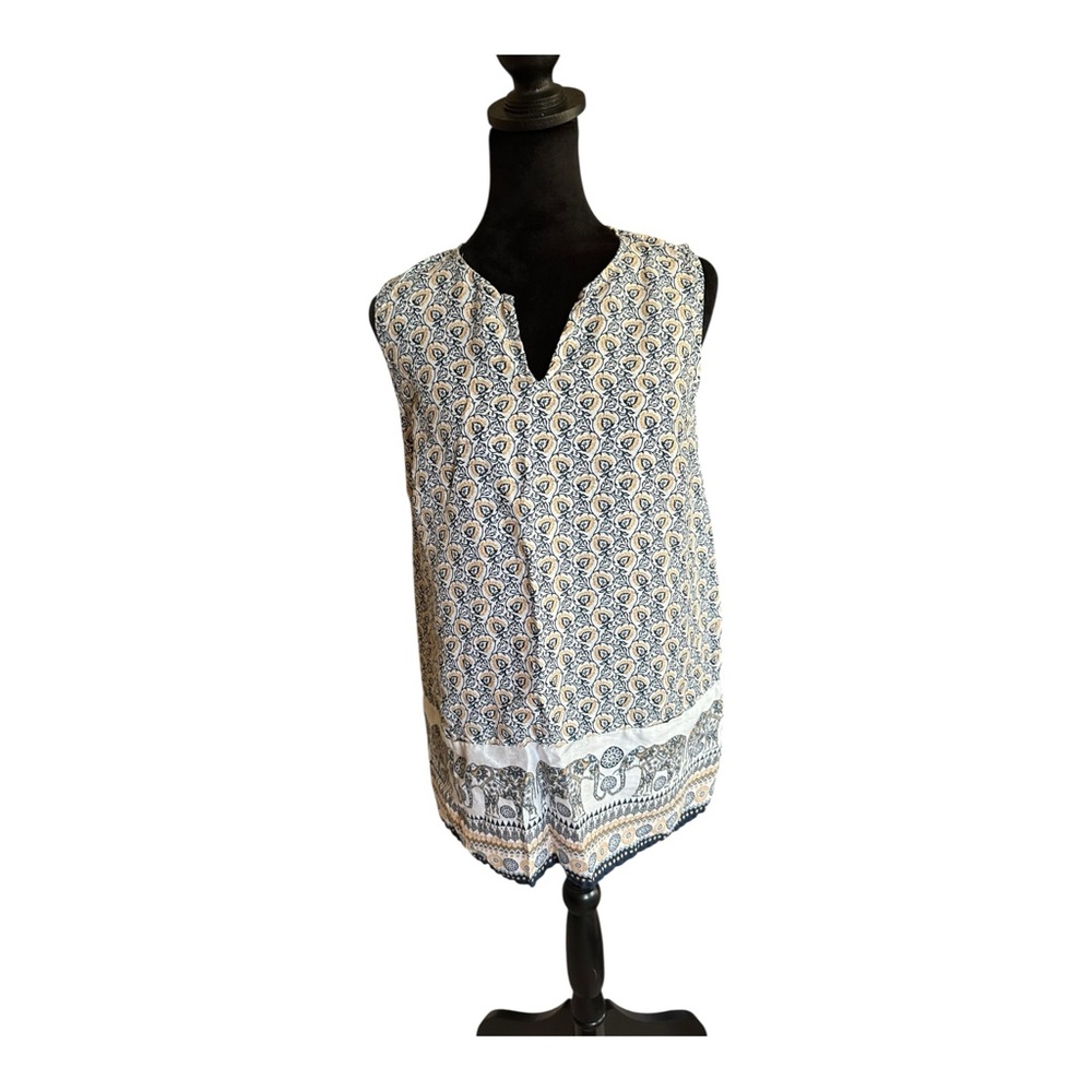 J. Jill Love Linen Women’s Elephant Print Sleeveless Tunic Top – Size S - Picture 3 of 16